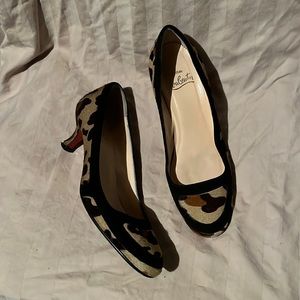 Christian Louboutin Leopard Print Animal Calf Hair Low Pumps 36.5